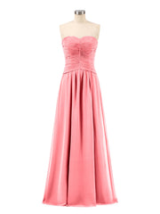 Abito da Damigella in Chiffon Senza Spalline Scollo a Cuore Cocomero