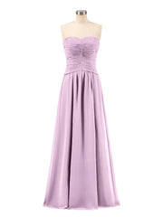 Abito da Damigella in Chiffon Senza Spalline Scollo a Cuore Malva Vintage