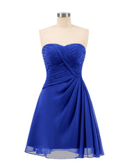 Abito da Damigella Estivo Corto Senza Spalline Blu Royal