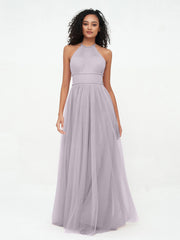 Abito Maxi Boho in Tulle con Scollo all'Americana Illusion Crepuscolo