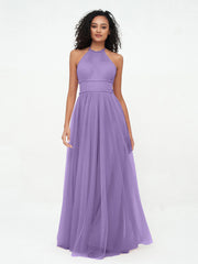 Abito Maxi Boho in Tulle con Scollo all'Americana Illusion Tahiti
