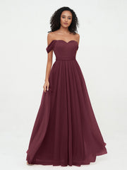 Abito da Principessa in Tulle Spalle Scoperte con Fiocco in Vita Cabernet
