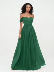 Abito da Principessa in Tulle Spalle Scoperte con Fiocco in Vita Verde Scuro