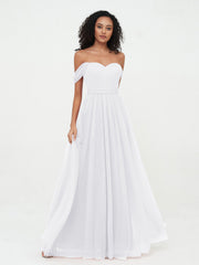 Abito da Principessa in Tulle Spalle Scoperte con Fiocco in Vita Bianco