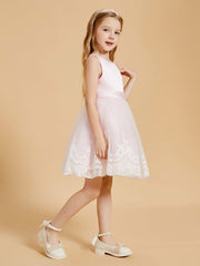 Abito Da Damigella Al Ginocchio Con Top In Raso E Gonna In Tulle