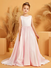 Abito A-line In Raso Con Fiocco E Perle Rosa Cipria