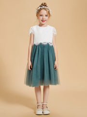 Abito Da Damigella In Pizzo E Tulle Con Scollo Rotondo