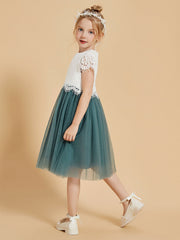 Abito Da Damigella In Pizzo E Tulle Con Scollo Rotondo