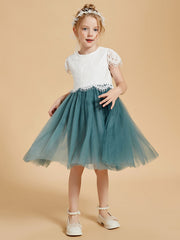 Abito Da Damigella In Pizzo E Tulle Con Scollo Rotondo