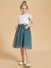 Abito Da Damigella In Pizzo E Tulle Con Scollo Rotondo