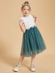Abito Da Damigella In Pizzo E Tulle Con Scollo Rotondo