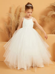 Abito Da Damigella Stile Ball-Gown Con Spalline Sottili E Applicazioni In Pizzo