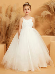 Abito Da Damigella Stile Ball-Gown Con Spalline Sottili E Applicazioni In Pizzo