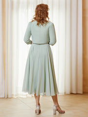 Elegante Giacca In Chiffon A Maniche Corte Salvia Polvere