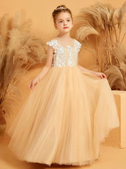 Abito Da Damigella Con Collo Illusion In Pizzo E Petali Da Fata