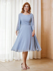 Giacca Semplice In Chiffon A Maniche Lunghe Azzurro Polvere