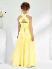 Abiti Damigella Junior Linea A Senza Maniche Con Collo Halter Limone