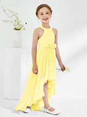 Abiti Damigella Junior Linea A Asimmetrica Con Fiore Limone