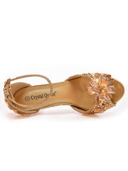 Scarpe Con Tacco A Spillo Punta Aperta Decorazione Strass Cristallo Cinturino Alla Caviglia