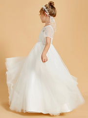 Delizia In Tulle Abiti Da Damigella Con Bottoni Decorativi