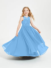 Abiti Damigella Junior Lunghi Top In Pizzo Trasparente Blu