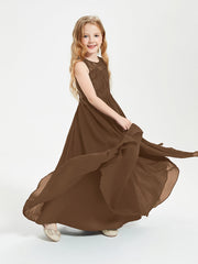 Abiti Damigella Junior Lunghi Top In Pizzo Trasparente Marrone