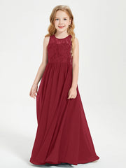 Abiti Damigella Junior Lunghi Top In Pizzo Trasparente Borgogna