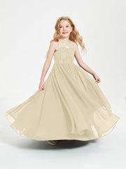 Abiti Damigella Junior Lunghi Top In Pizzo Trasparente Champagne