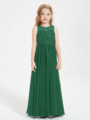 Abiti Damigella Junior Lunghi Top In Pizzo Trasparente Verde Scuro