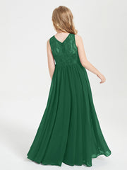 Abiti Damigella Junior Lunghi Top In Pizzo Trasparente Verde Scuro