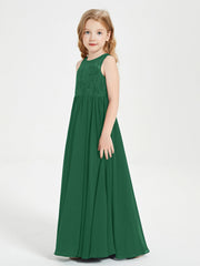 Abiti Damigella Junior Lunghi Top In Pizzo Trasparente Verde Scuro