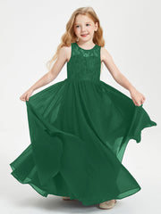 Abiti Damigella Junior Lunghi Top In Pizzo Trasparente Verde Scuro