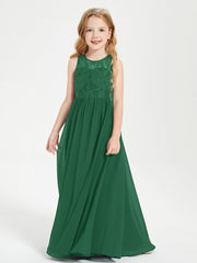 Abiti Damigella Junior Lunghi Top In Pizzo Trasparente Verde Scuro