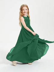 Abiti Damigella Junior Lunghi Top In Pizzo Trasparente Verde Scuro