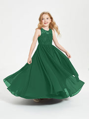 Abiti Damigella Junior Lunghi Top In Pizzo Trasparente Verde Scuro