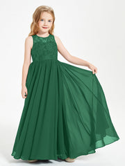 Abiti Damigella Junior Lunghi Top In Pizzo Trasparente Verde Scuro