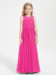 Abiti Damigella Junior Lunghi Top In Pizzo Trasparente Fucsia