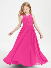 Abiti Damigella Junior Lunghi Top In Pizzo Trasparente Fucsia