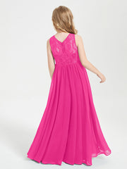 Abiti Damigella Junior Lunghi Top In Pizzo Trasparente Fucsia