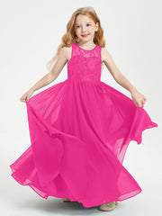 Abiti Damigella Junior Lunghi Top In Pizzo Trasparente Fucsia