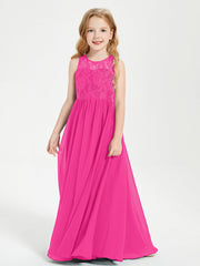 Abiti Damigella Junior Lunghi Top In Pizzo Trasparente Fucsia