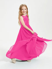 Abiti Damigella Junior Lunghi Top In Pizzo Trasparente Fucsia