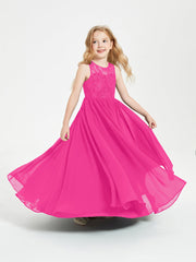 Abiti Damigella Junior Lunghi Top In Pizzo Trasparente Fucsia