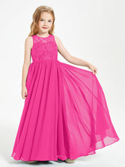 Abiti Damigella Junior Lunghi Top In Pizzo Trasparente Fucsia