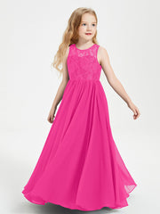 Abiti Damigella Junior Lunghi Top In Pizzo Trasparente Fucsia