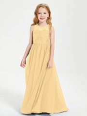 Abiti Damigella Junior Lunghi Top In Pizzo Trasparente Oro