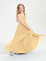 Abiti Damigella Junior Lunghi Top In Pizzo Trasparente Oro