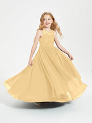Abiti Damigella Junior Lunghi Top In Pizzo Trasparente Oro