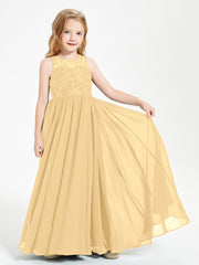Abiti Damigella Junior Lunghi Top In Pizzo Trasparente Oro