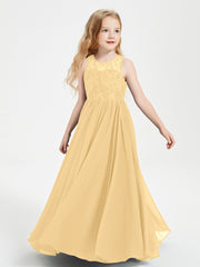 Abiti Damigella Junior Lunghi Top In Pizzo Trasparente Oro